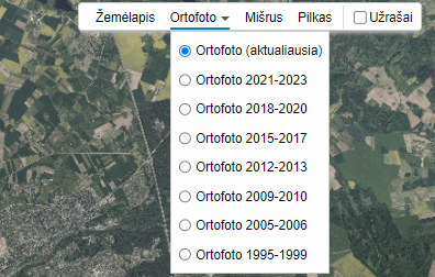 Skirtingų metų Lietuvos ortofografinis žemėlapis